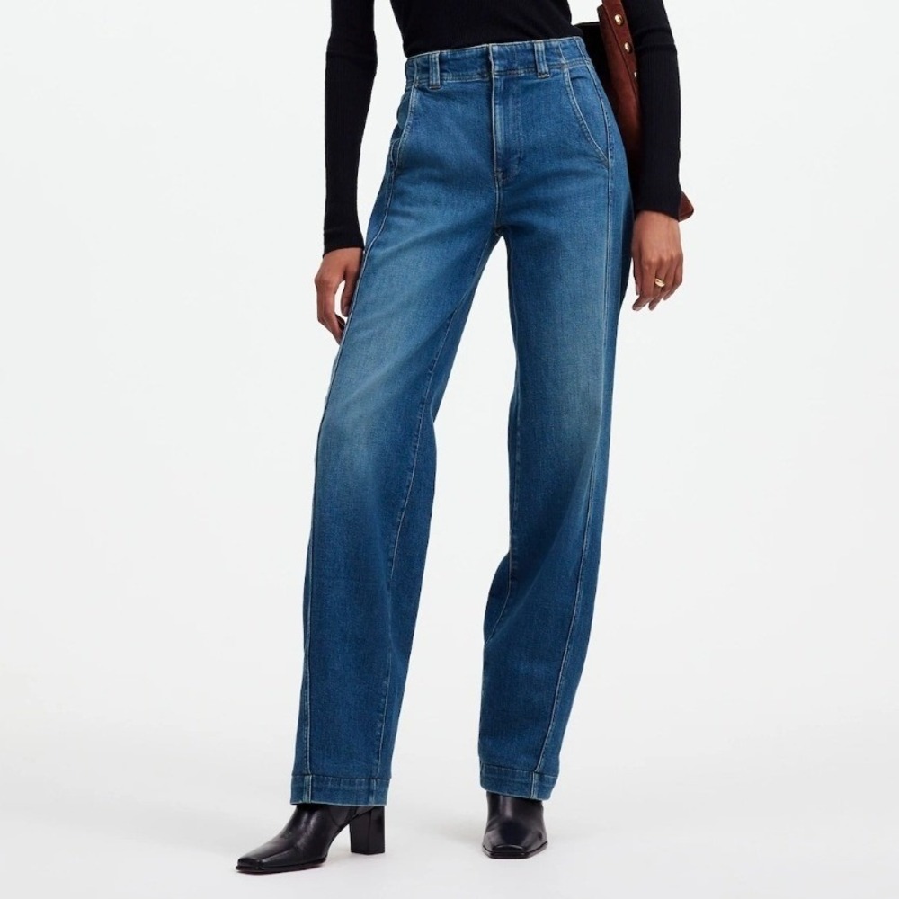 Madewell Tapered Denim Trouser Jeans Seamed Medium Wash Straight Blue 26